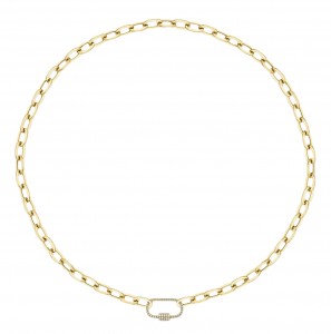 14k Yellow Gold & Diamond Paperclip Link Necklace