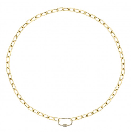 14k Yellow Gold & Diamond Paperclip Link Necklace