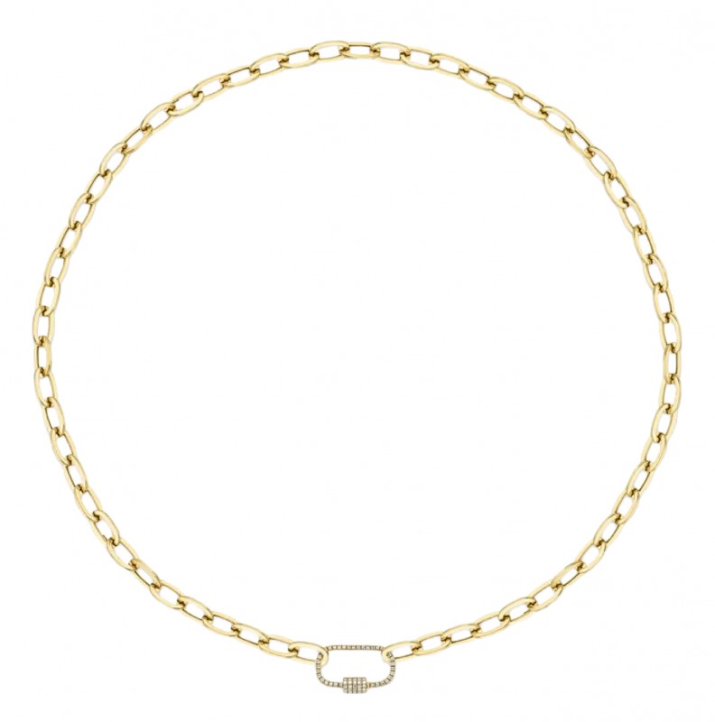 14k Yellow Gold & Diamond Paperclip Link Necklace