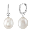 14k White Gold, Diamond & Cultured Pearl Earrings