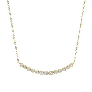 14k Yellow Gold Crown Set Diamond Smiley Necklace