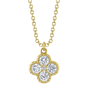 14k Yellow Gold & Diamond Clover Pendant