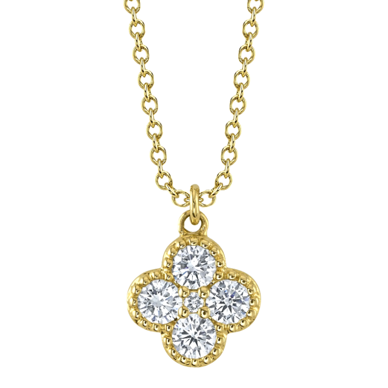 14k Yellow Gold & Diamond Clover Pendant