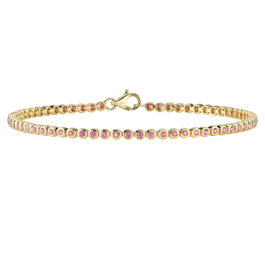 14k Yellow Gold & Pink Sapphire Tennis Bracelet