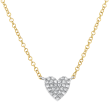 14k White & Yellow Gold Diamond Pave Heart Necklace