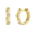 14k Yellow Gold & Diamond Huggie Hoop Earrings
