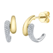 14k Yellow & White Gold Pave Diamond Huggie Earrings