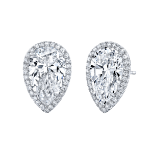 Rahaminov 18k White Gold & Pear Shape Diamond Halo Studs