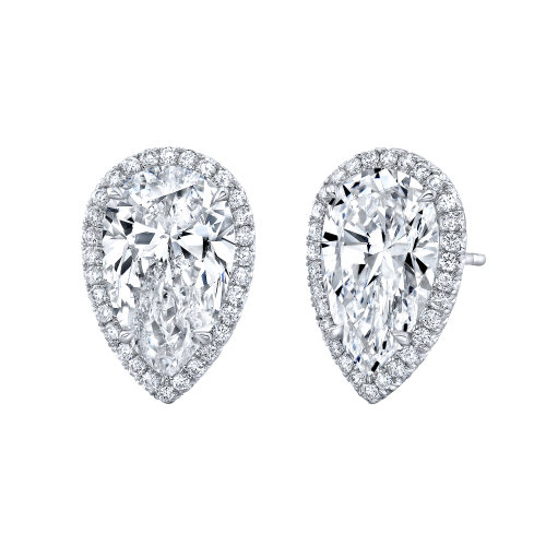 Rahaminov 18k White Gold & Pear Shape Diamond Halo Studs
