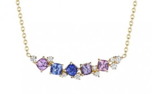 Penny Preville 18k Yellow Gold Rainbow Sapphire Cluster Necklace