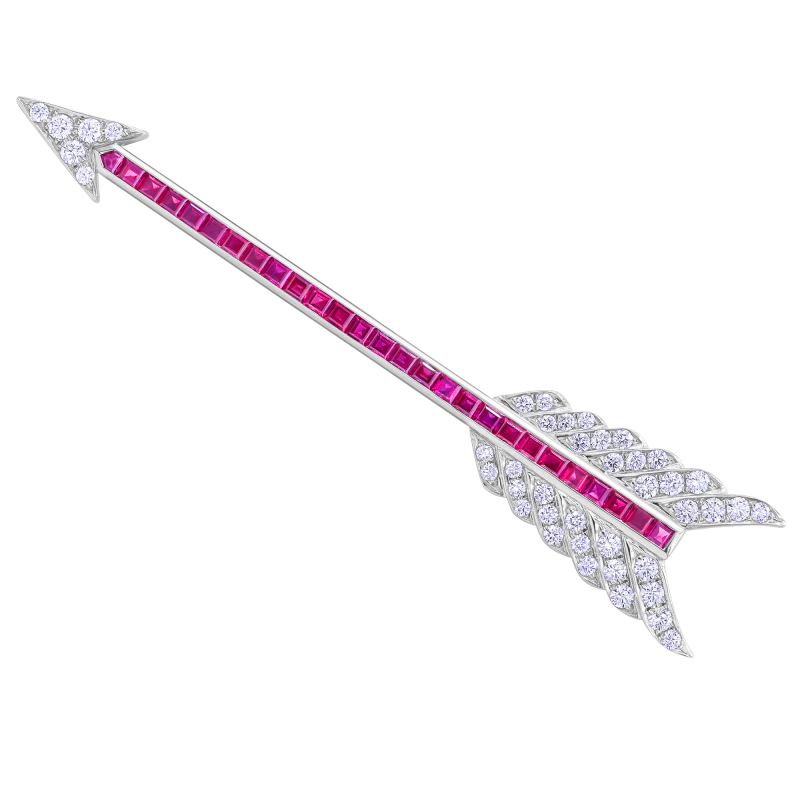 Oscar Heyman Platinum, Ruby & Diamond Arrow Brooch