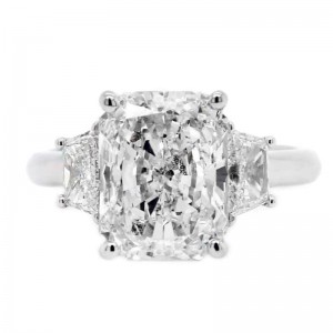 Platinum 3-Stone Radiant Cut Diamond Engagement Ring with 5.01ct Center