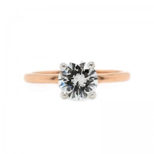 1.22ct Rose Gold & Platinum Round Brilliant Cut Solitaire Diamond Engagement Ring