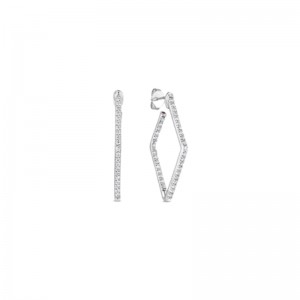 Roberto Coin Yellow Gold Diamond Square Small Hoop Earrings