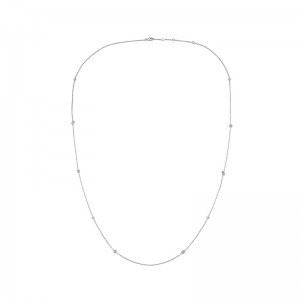 1.06ctw White Gold Various Shaped Diamonds-by-the-Yard Necklace