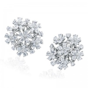 3.85ctw White Gold Diamond Various Shape Cluster Earrings