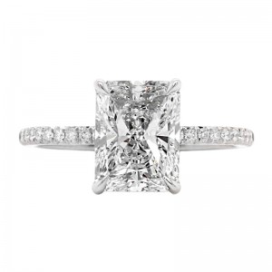 2.50ct Platinum Radiant Cut Whisper Thin Diamond Engagement Ring
