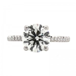 2.71ct Platinum Round Brilliant Cut Whisper Thin Diamond Engagement Ring