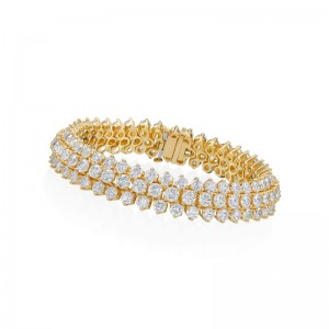 25.00ctw Yellow Gold Diamond Bracelet