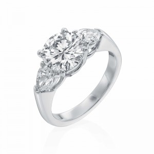 Platinum & White Gold 3-Stone Diamond Engagement Ring with 2.00ct Center