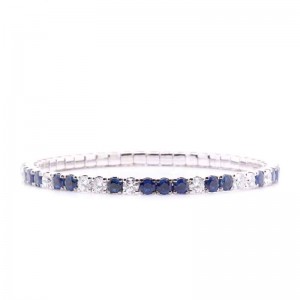 6.53ctw White Gold Sapphire & 3.35ctw Diamond Stretch Bracelet