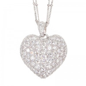 7.41ctw White Gold Diamond Pave Heart Pendant Necklace