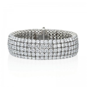 39.90ctw Platinum 5-Row Diamond Bracelet