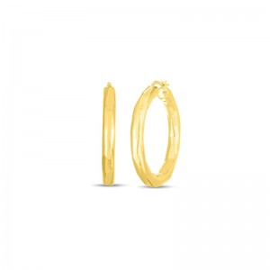 Roberto Coin Yellow Gold Oro Faceted Hoop Earrings