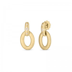 Roberto Coin Duchessa Collection Yellow Gold Diamond Oval Earrings