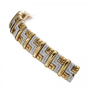 6.03ctw Yellow Gold and Diamond Wide Bracelet
