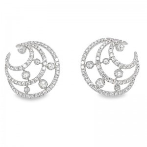 2.55ctw White Gold Diamond Moon Earrings