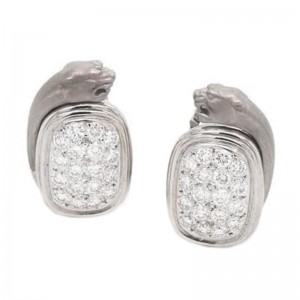 Carrera y Carrera White Gold Pave Diamond Panther Earrings
