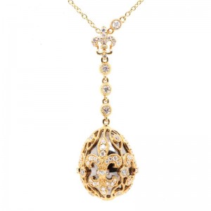 1.20ctw Yellow Gold Fleur-de-lis Diamond Drop Pendant