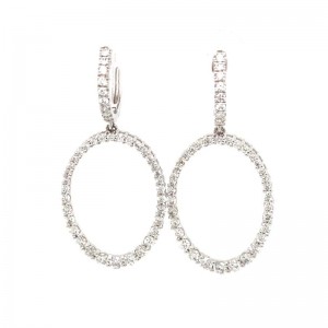 1.55ctw White Gold Oval Diamond Drop Earrings