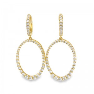 1.55ctw Yellow Gold Oval Diamond Drop Earrings