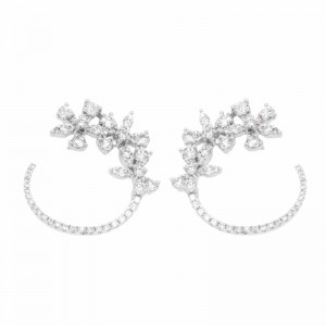 1.60ctw White Gold Floral Diamond Earrings