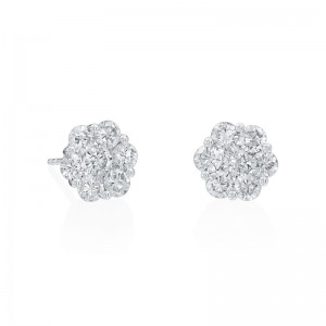 2.06ctw White Gold Diamond Cluster Stud Earrings