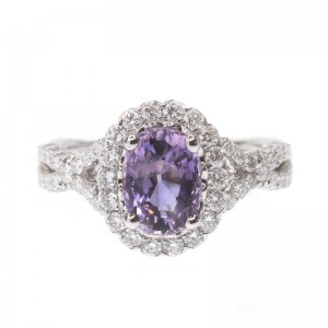 2.62ct White Gold Pink Sapphire with 1.11ctw Diamond Halo