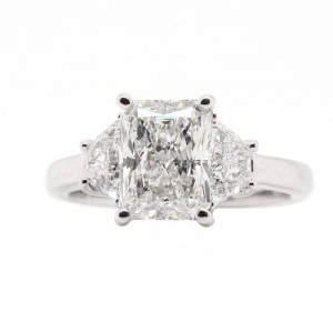 2.63ct Platinum 3-Stone Radiant Cut Diamond Engagement Ring