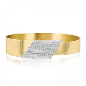 Phillips House Yellow Gold Diamond Graduated Angle Large Love Always Bracelet