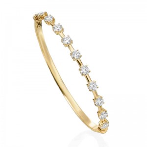 3.41ctw Yellow Gold Diamond Bangle Bracelet