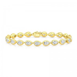 Rahaminov Yellow Gold Pear Shape Bezel Set Diamond Bracelet