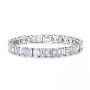 Rahaminov White Gold Emerald Cut Diamond Line Bracelet
