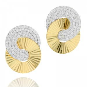 Phillips House Yellow Gold Large Aura Interlocking Diamond Stud Earrings