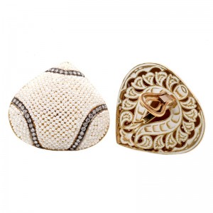 Yellow Gold Diamond & Seed Pearl Button Earrings