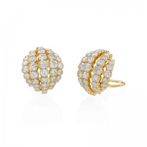 10.82ctw Yellow Gold Diamond Clip Earrings