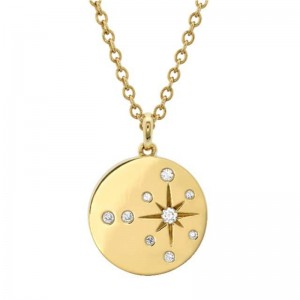 Yellow Gold "Luna" Medallion Star Pendant Necklace