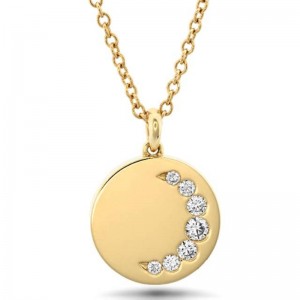 Yellow Gold "Luna" Medallion Moon Pendant Necklace
