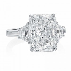 Rahaminov Platinum 3-Stone Radiant Cut Diamond Engagement Ring with 5.38ct Center