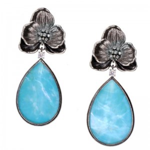 Floral Orchid Turquoise Drop Earrings
